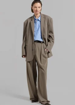 The Frankie Shop Tansy Oversized Blazer Olive