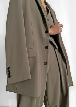 The Frankie Shop Tansy Oversized Blazer Olive