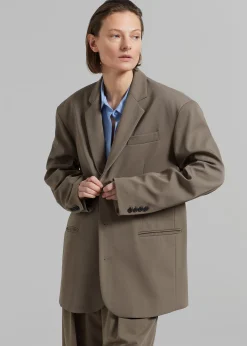 The Frankie Shop Tansy Oversized Blazer Olive