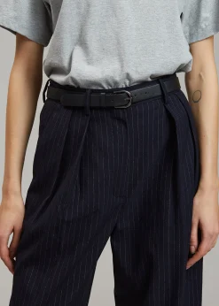 The Frankie Shop Tansy Pleated Trousers Navy Pinstripe Hot