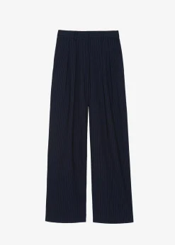 The Frankie Shop Tansy Pleated Trousers Navy Pinstripe Hot