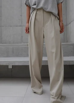 The Frankie Shop Tansy Pleated Trousers Beige Best