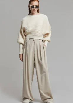 The Frankie Shop Tansy Pleated Trousers Beige Best