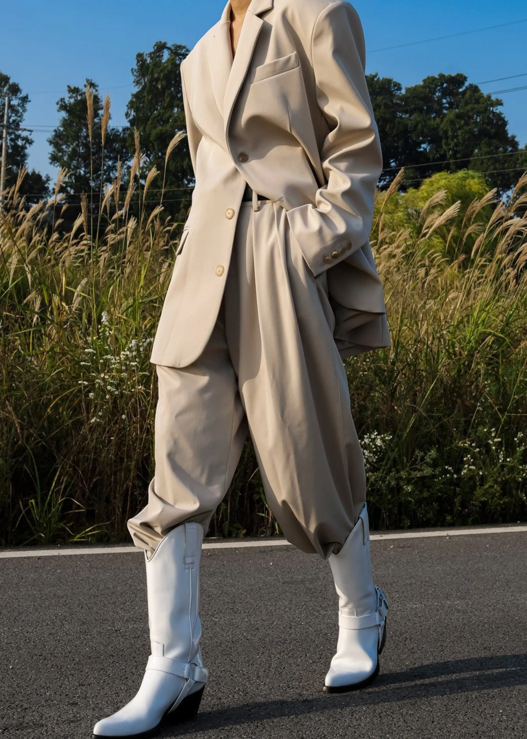 The Frankie Shop Tansy Pleated Trousers Beige Best
