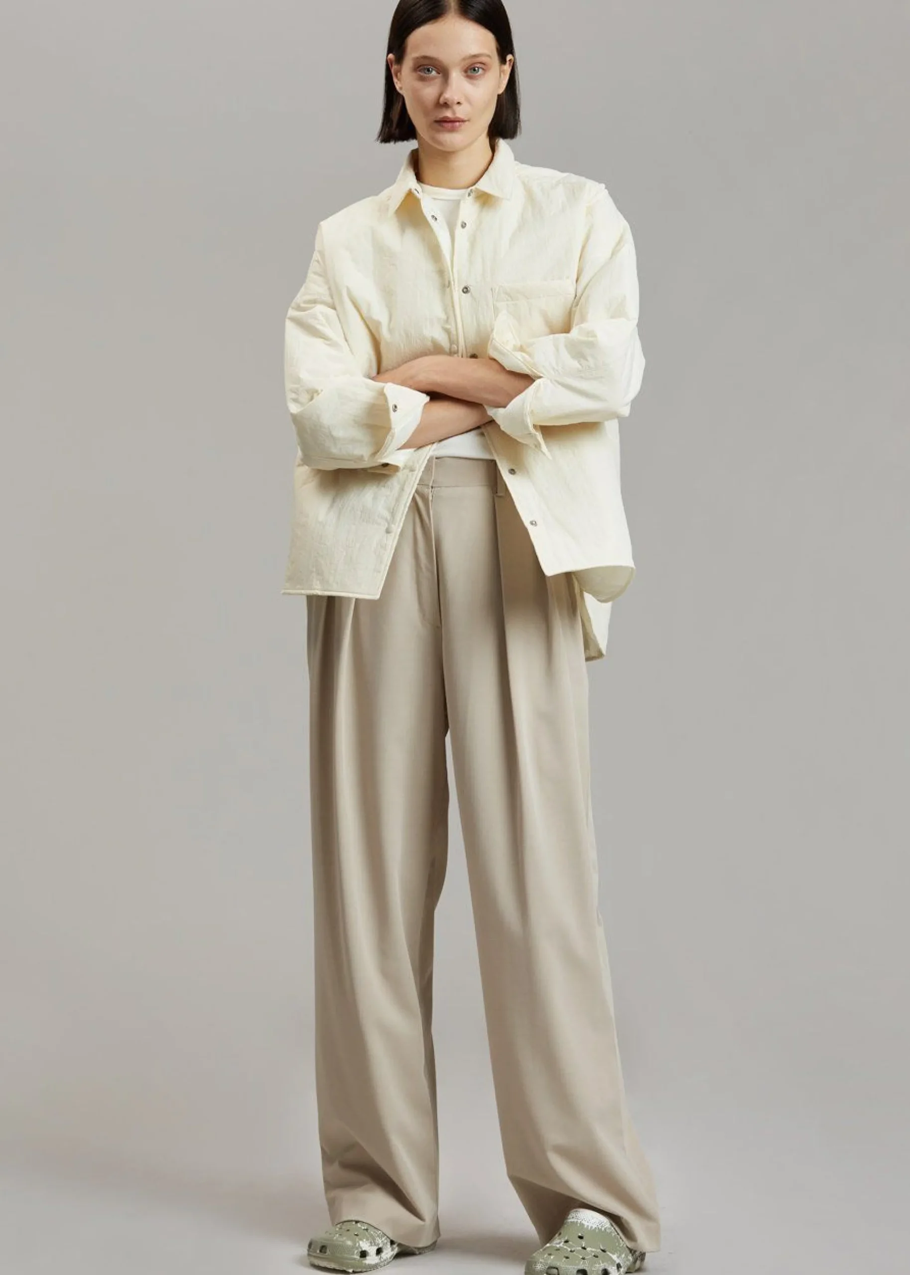 The Frankie Shop Tansy Pleated Trousers Beige Best