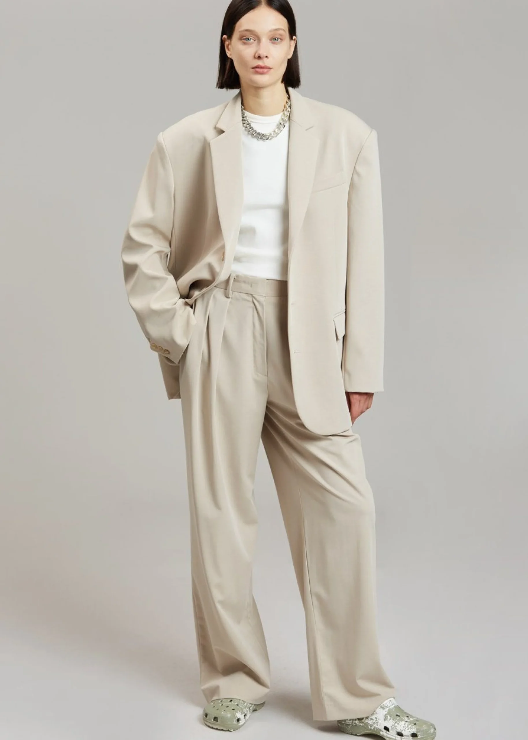 The Frankie Shop Tansy Pleated Trousers Beige Best
