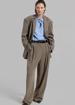 The Frankie Shop Tansy Pleated Trousers Olive Outlet