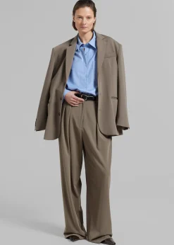 The Frankie Shop Tansy Pleated Trousers Olive Outlet