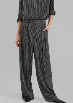 The Frankie Shop Tansy Satin Pants Black Pinstripe Hot