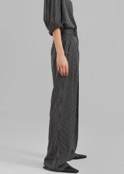 The Frankie Shop Tansy Satin Pants Black Pinstripe Hot