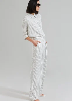 The Frankie Shop Tansy Satin Pants White Pinstripe Clearance