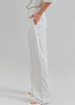 The Frankie Shop Tansy Satin Pants White Pinstripe Clearance