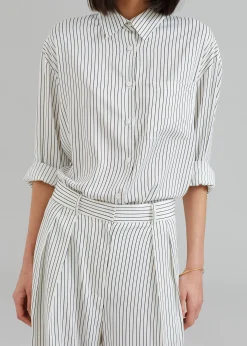 The Frankie Shop Tansy Satin Pants White Pinstripe Clearance