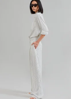 The Frankie Shop Tansy Satin Pants White Pinstripe Clearance