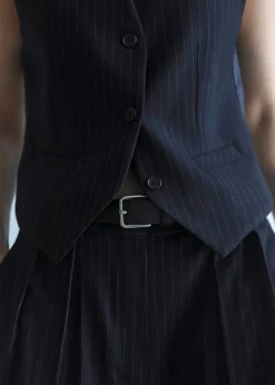 The Frankie Shop Tansy Tailored Vest Navy Pinstripe Best