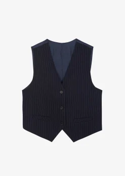 The Frankie Shop Tansy Tailored Vest Navy Pinstripe Best