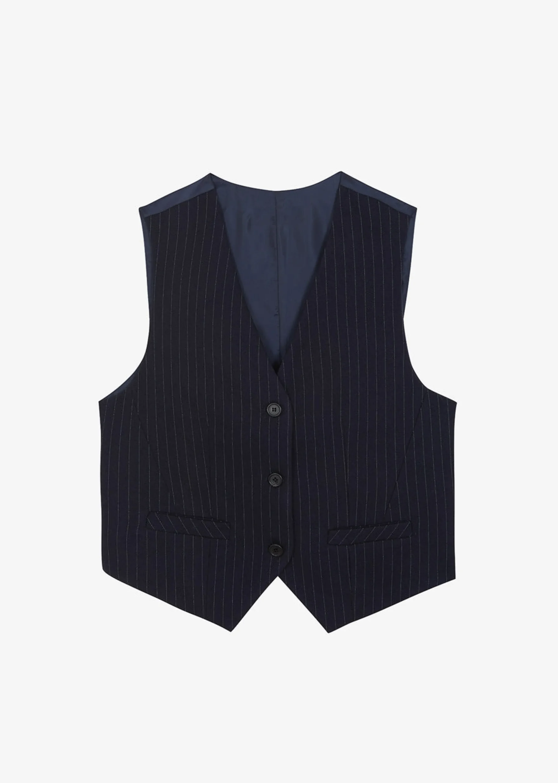 The Frankie Shop Tansy Tailored Vest Navy Pinstripe Best