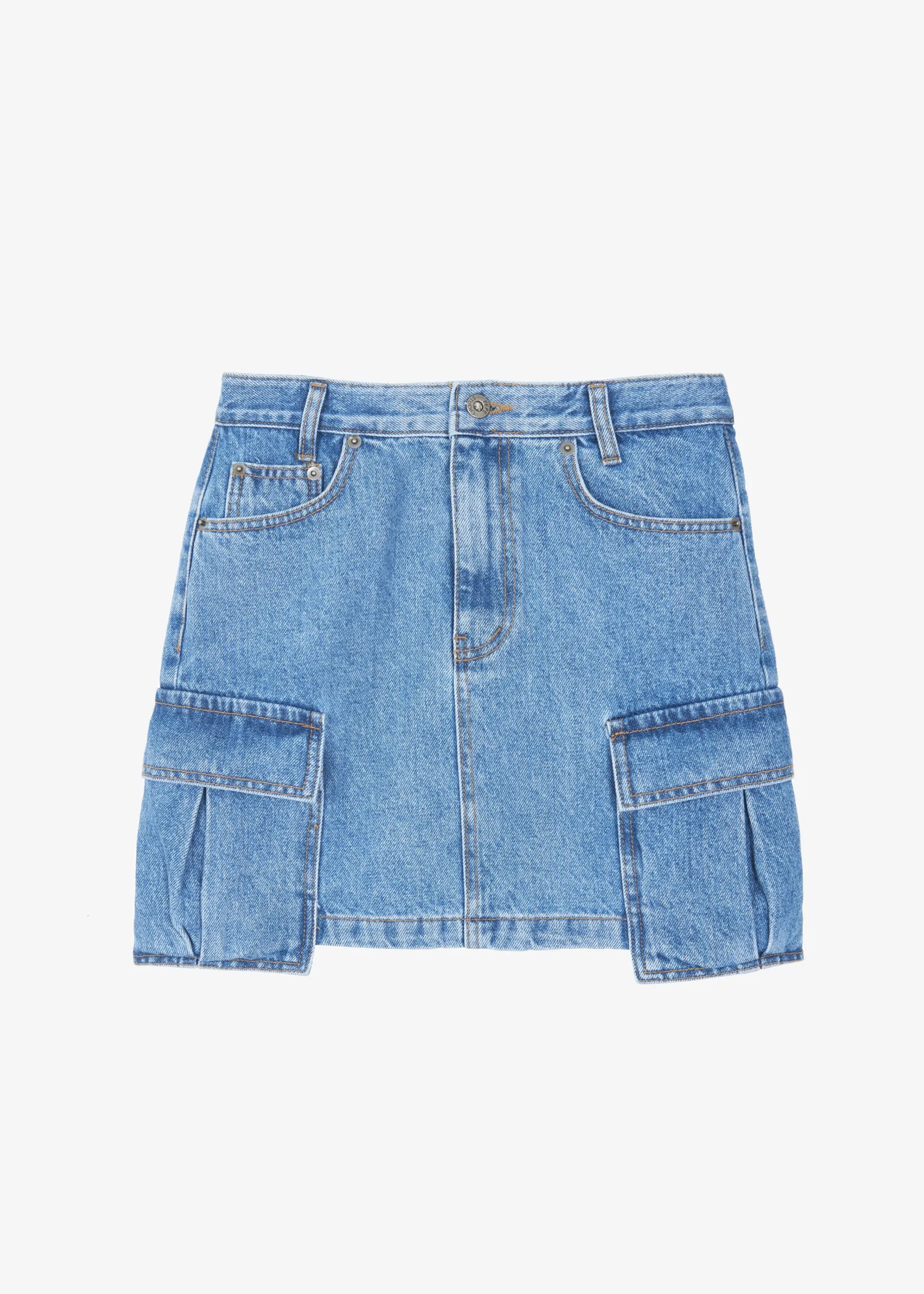 The Frankie Shop Taylor Denim Cargo Skirt Medium Wash Hot