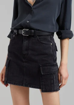 The Frankie Shop Taylor Denim Cargo Skirt Faded Black Wash Sale