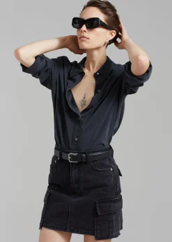 The Frankie Shop Taylor Denim Cargo Skirt Faded Black Wash Sale