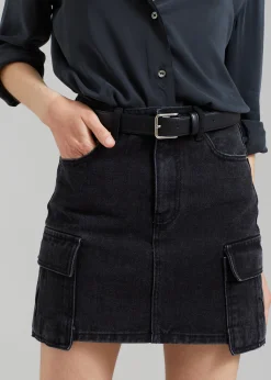 The Frankie Shop Taylor Denim Cargo Skirt Faded Black Wash Sale