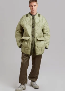 The Frankie Shop Ted Quilted Jacket Moss Green Clearance