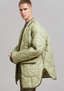 The Frankie Shop Ted Quilted Jacket Moss Green Clearance