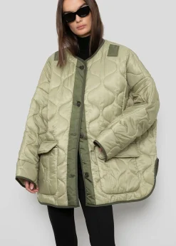 The Frankie Shop Teddy Quilted Jacket Moss Green Best