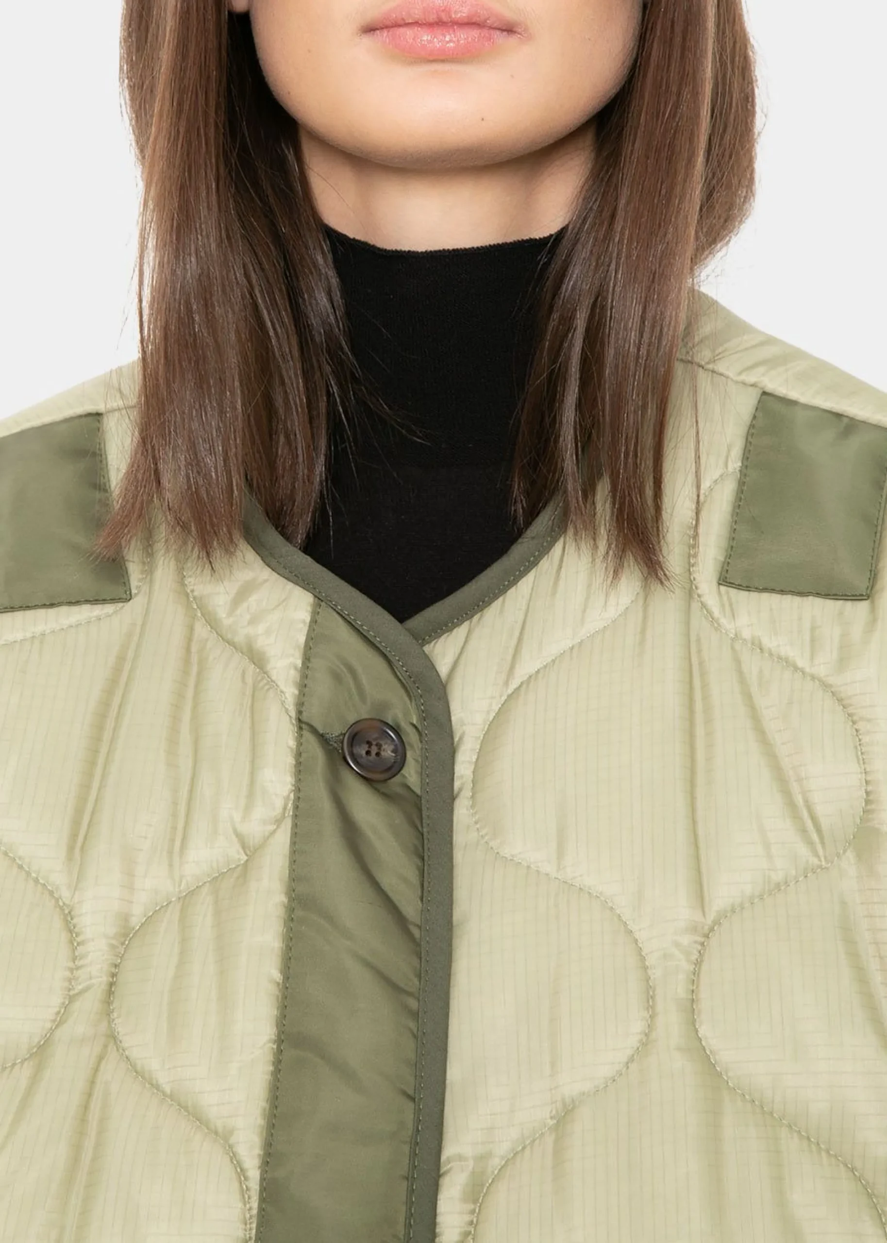 The Frankie Shop Teddy Quilted Jacket Moss Green Best