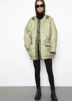 The Frankie Shop Teddy Quilted Jacket Moss Green Best
