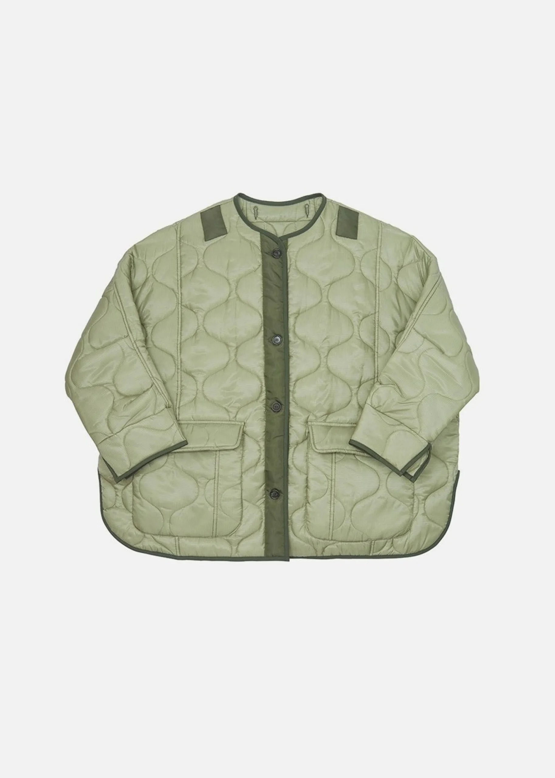 The Frankie Shop Teddy Quilted Jacket Moss Green Best