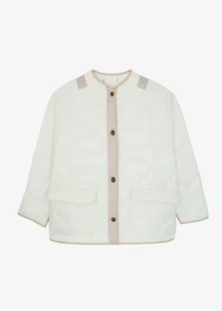 The Frankie Shop Teddy Quilted Jacket Ivory/Clay Discount