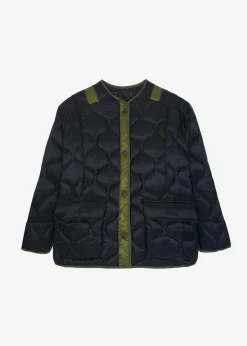 The Frankie Shop Teddy Quilted Jacket Black/Olive Clearance