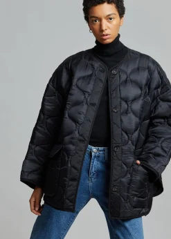 The Frankie Shop Teddy Quilted Jacket Black