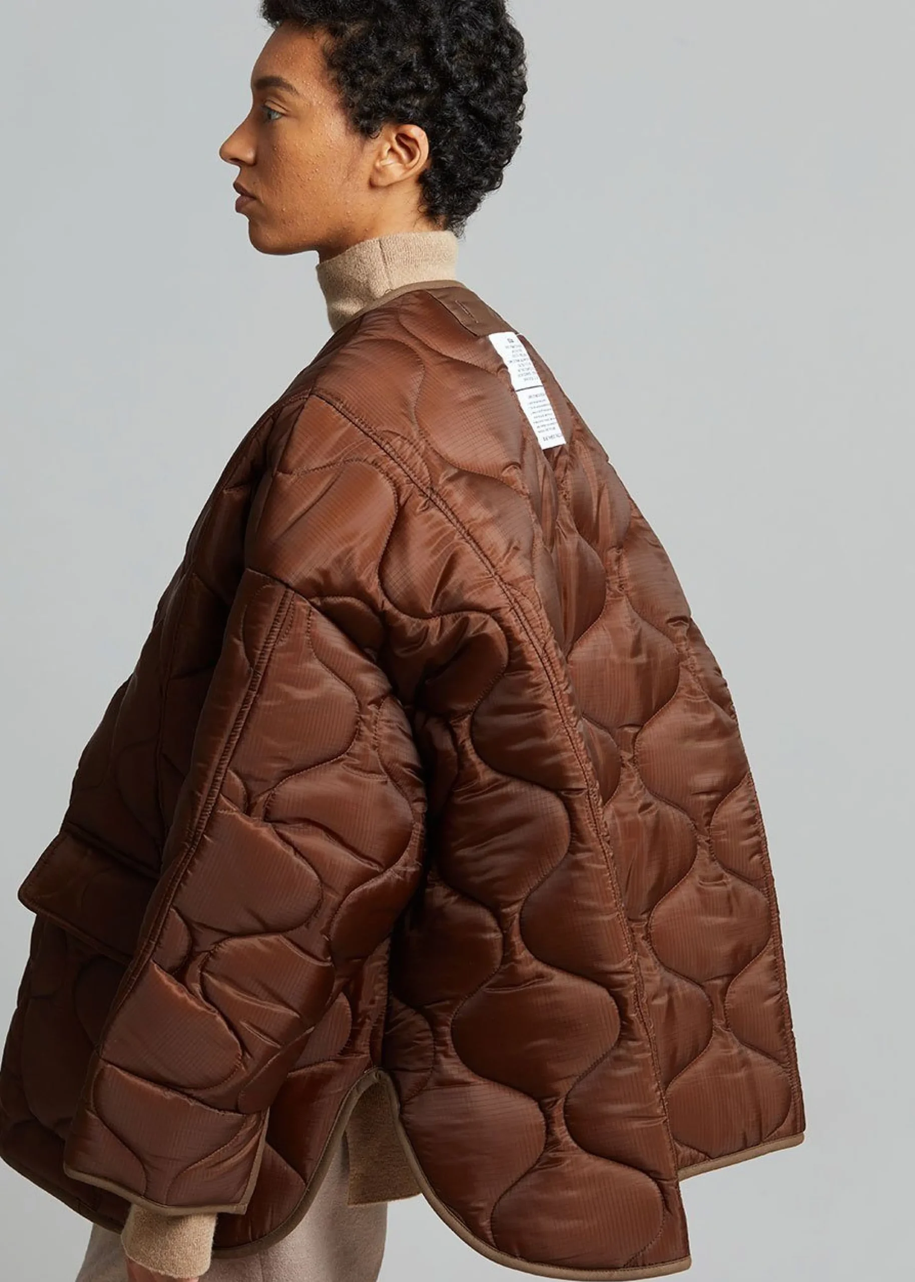 The Frankie Shop Teddy Quilted Jacket Chocolate Discount