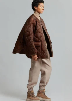 The Frankie Shop Teddy Quilted Jacket Chocolate Discount