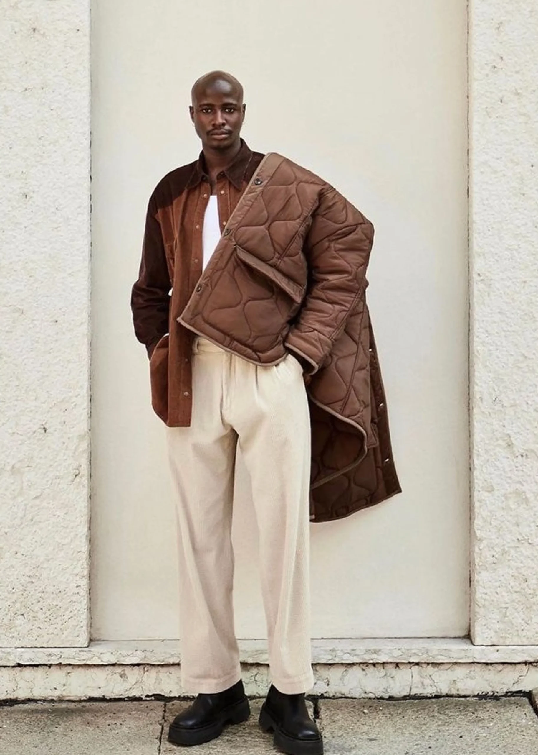 The Frankie Shop Teddy Quilted Jacket Chocolate Discount