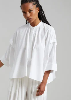 The Frankie Shop Tegan Cape Blouse White New