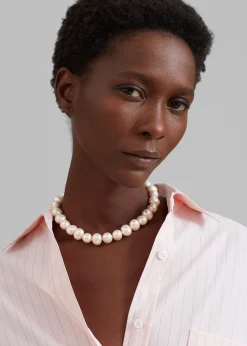 The Frankie Shop Tess Pearl Necklace Pink Sale
