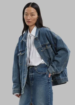 The Frankie Shop Texas Boxy Denim Jacket Medium Wash Discount