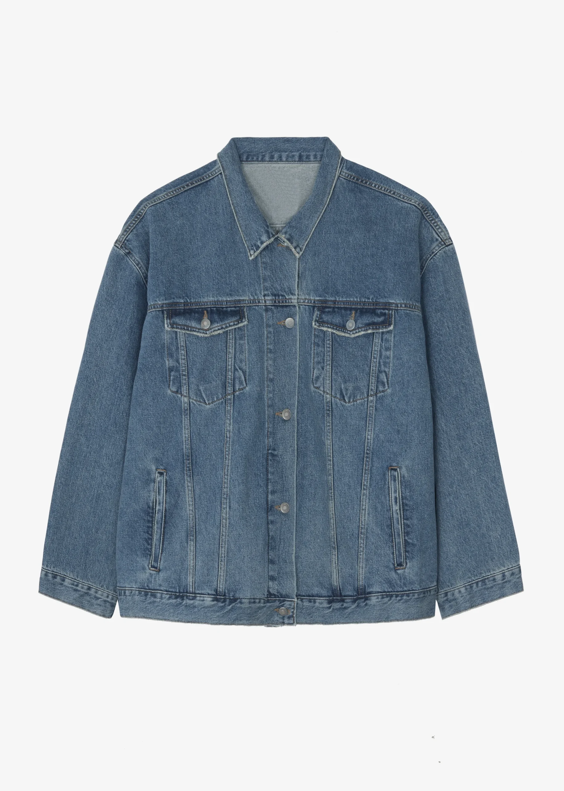 The Frankie Shop Texas Boxy Denim Jacket Medium Wash Discount