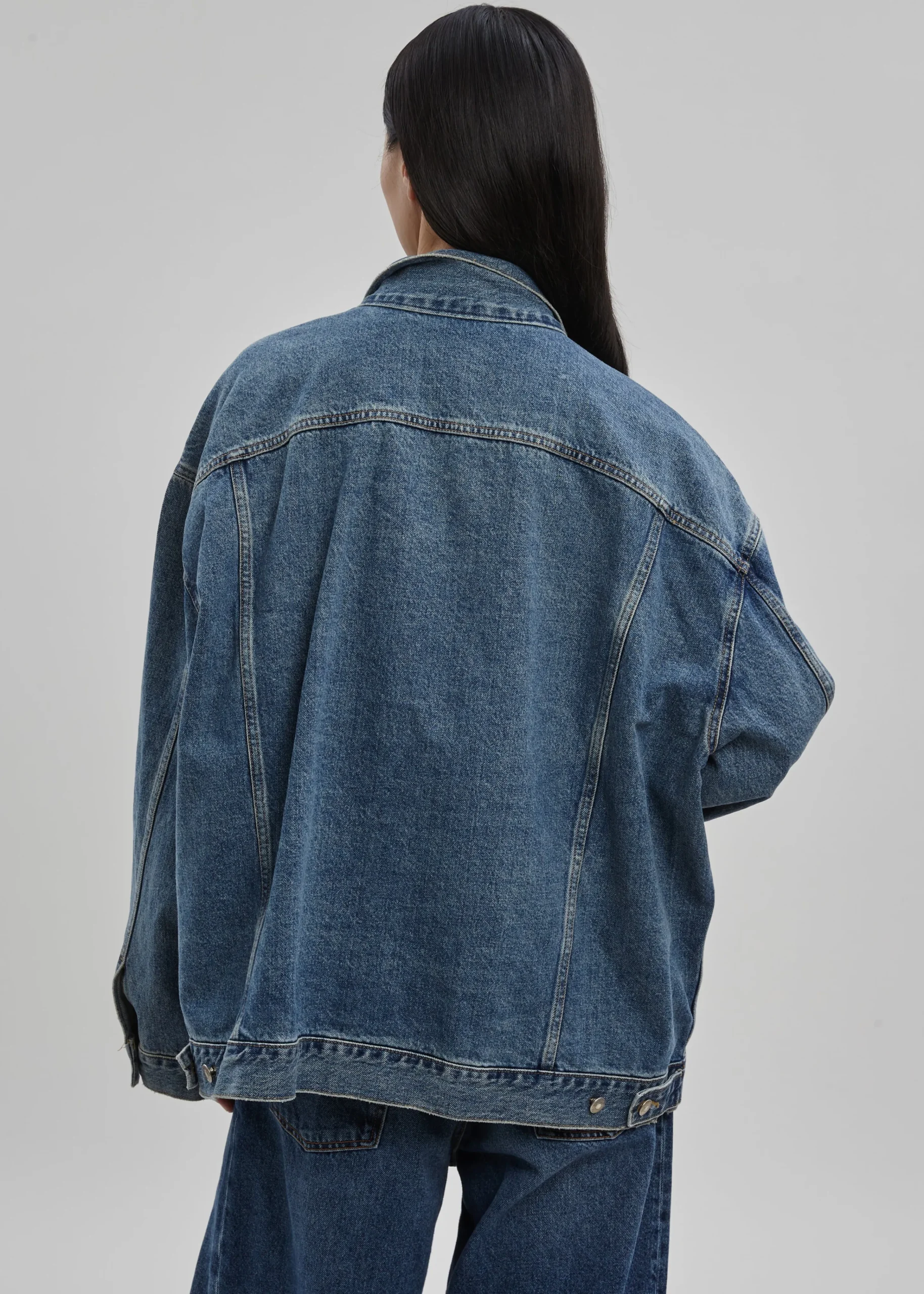 The Frankie Shop Texas Boxy Denim Jacket Medium Wash Discount