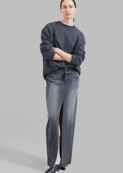 The Frankie Shop Texas Denim Pencil Skirt Dark Grey Outlet