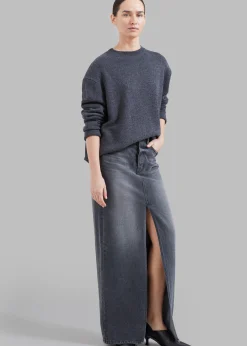 The Frankie Shop Texas Denim Pencil Skirt Dark Grey Outlet