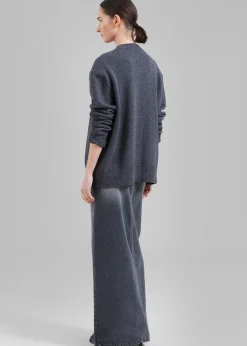 The Frankie Shop Texas Denim Pencil Skirt Dark Grey Outlet