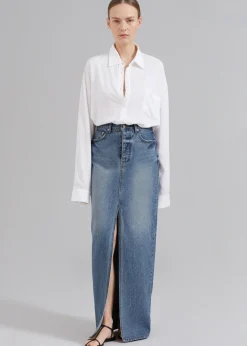 The Frankie Shop Texas Denim Pencil Skirt Medium Wash Outlet