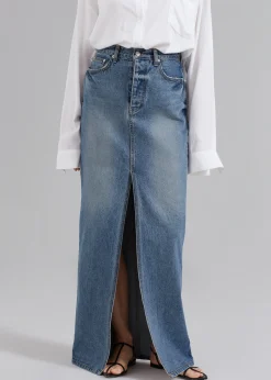 The Frankie Shop Texas Denim Pencil Skirt Medium Wash Outlet