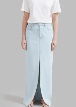 The Frankie Shop Texas Denim Pencil Skirt Bleached Wash Clearance
