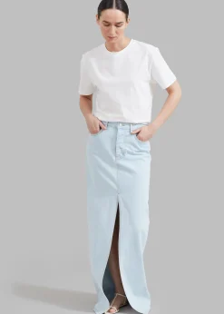The Frankie Shop Texas Denim Pencil Skirt Bleached Wash Clearance