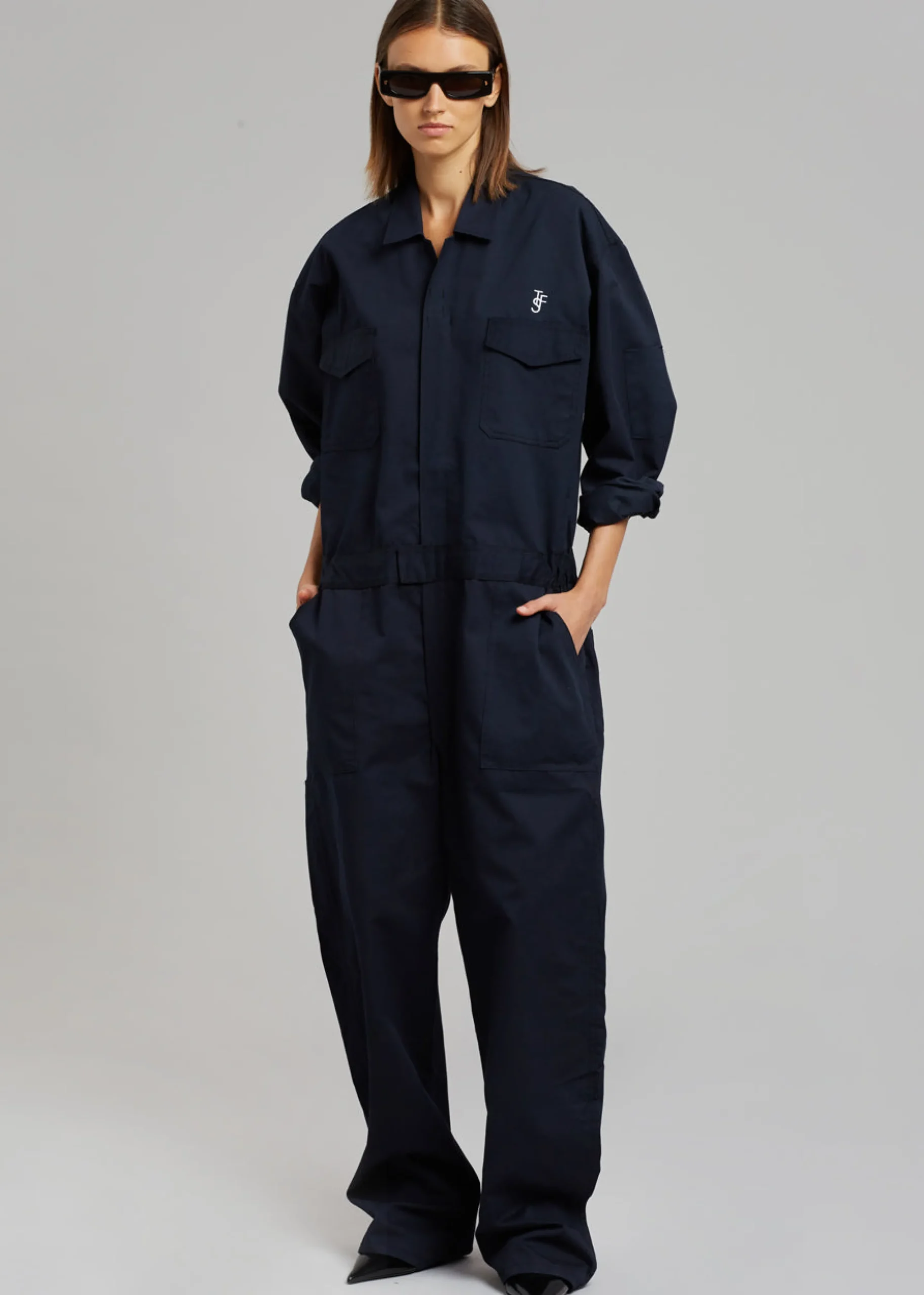 The Frankie Shop Tfs Oversized Boiler Suit Navy Clearance